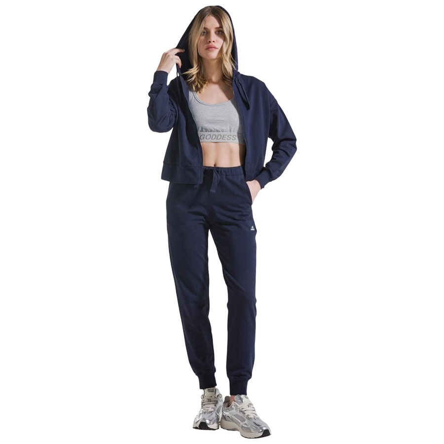 Felpa con cappuccio full-zip in tessuto stretch blu da donna Deha | D4225025515